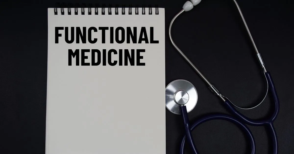 Notebook displaying Functional Medicine near stethoscope in Cornelius, NC